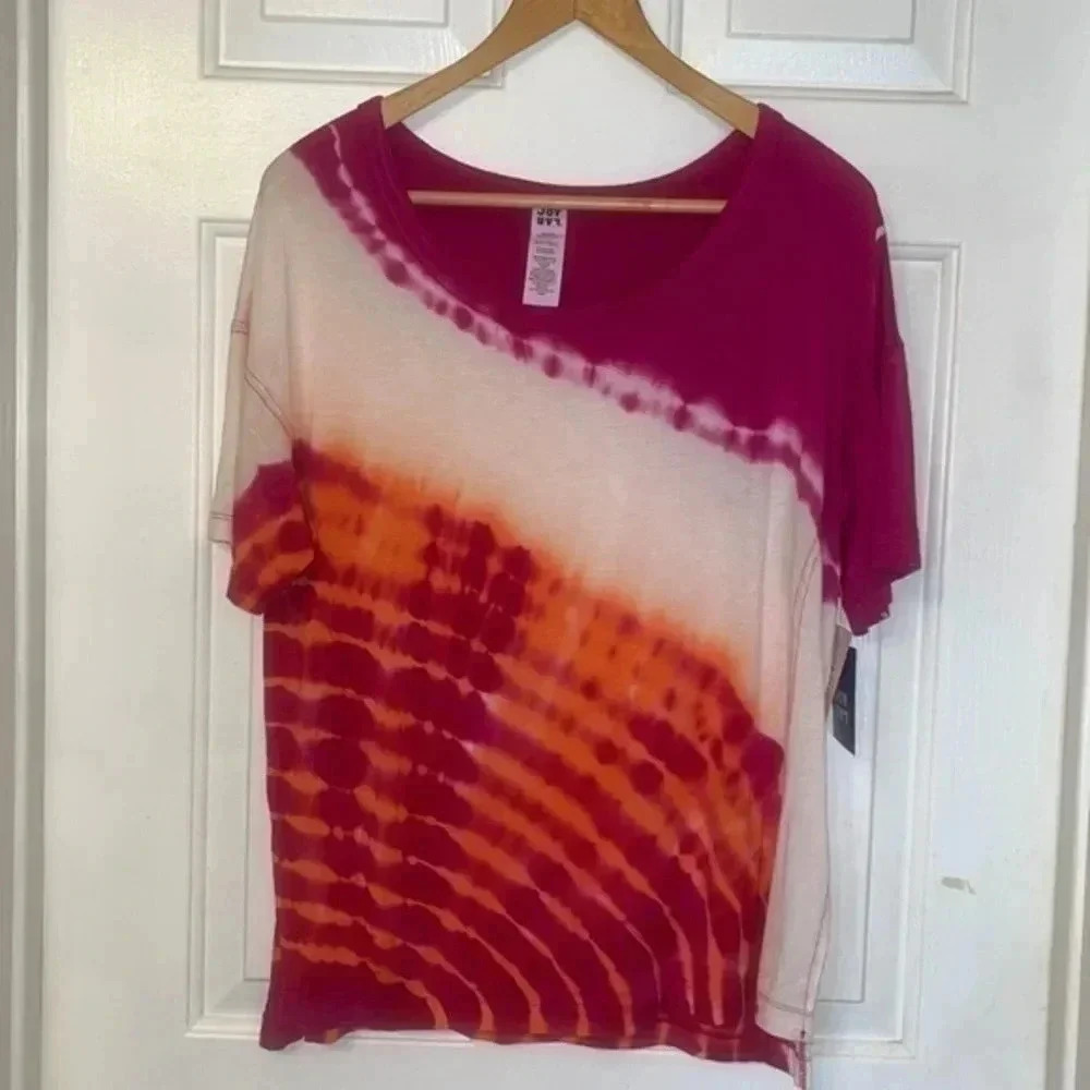 Joy Lab Pink Orange Tie Dye Top Shirt Size Small NWT